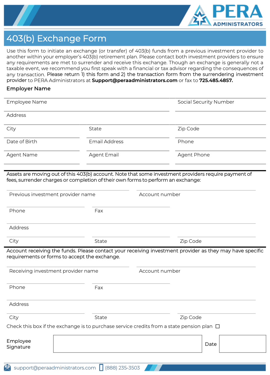 403(b) Exchange Form