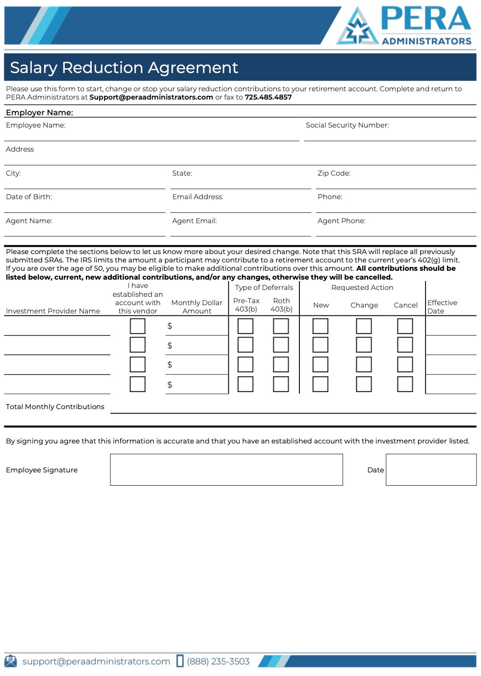 Salary Reduction Agreement